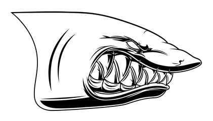 Naklejka premium Angry shark head
