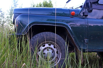 Evening, summer nature, while traveling on a high-terrain vehicle, over hilly terrain and inland roads. © jakov