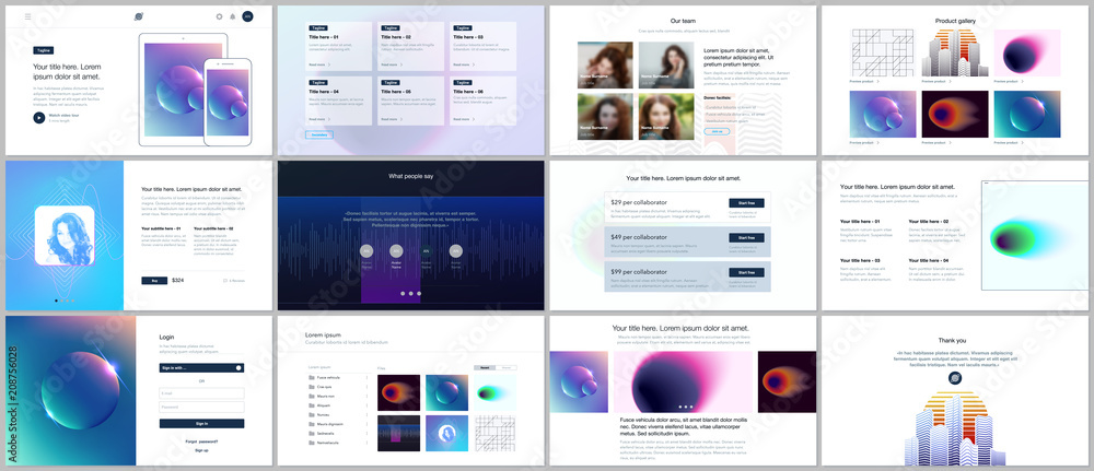 Canvas Prints vector templates for website design, minimal presentations, portfolio with with colorful abstract gr