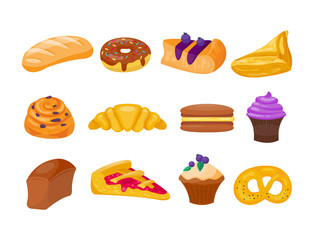Cookie cakes tasty snack delicious chocolate homemade pastry biscuit vector illustration