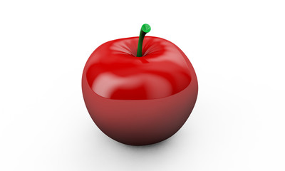 Metall apple isolated on white background 3d render