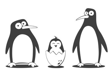 Family of penguins. Vector illustration.