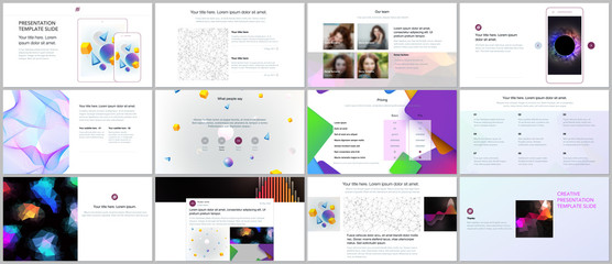 Minimal presentation, portfolio templates with vibrant geometric backgrounds made simple shapes in hipster style. Brochure cover vector design. Presentation slides for flyer, leaflet, brochure, report