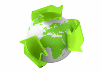 Fototapeta premium Recycling World Concept - 3D