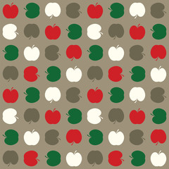 Apples on gray background seamless texture green red