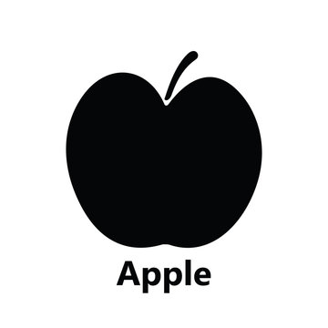 Apple big black icon on white background text