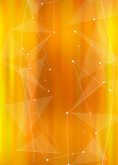 Fototapeta premium futuristic abstract illustration with ink-like spots and a digital wave consisting of dots connected by lines & low polygonal shapes - illustrates modern biotechnology, computer data & networks