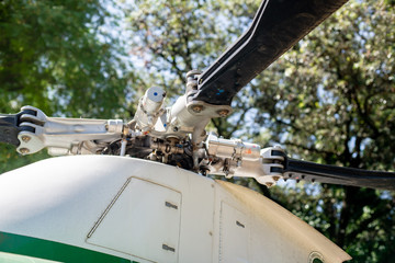 Helicopter engine parts detail selective focus