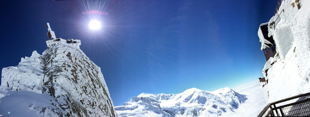 Panorama view of blue skies over Mont Blanc, France