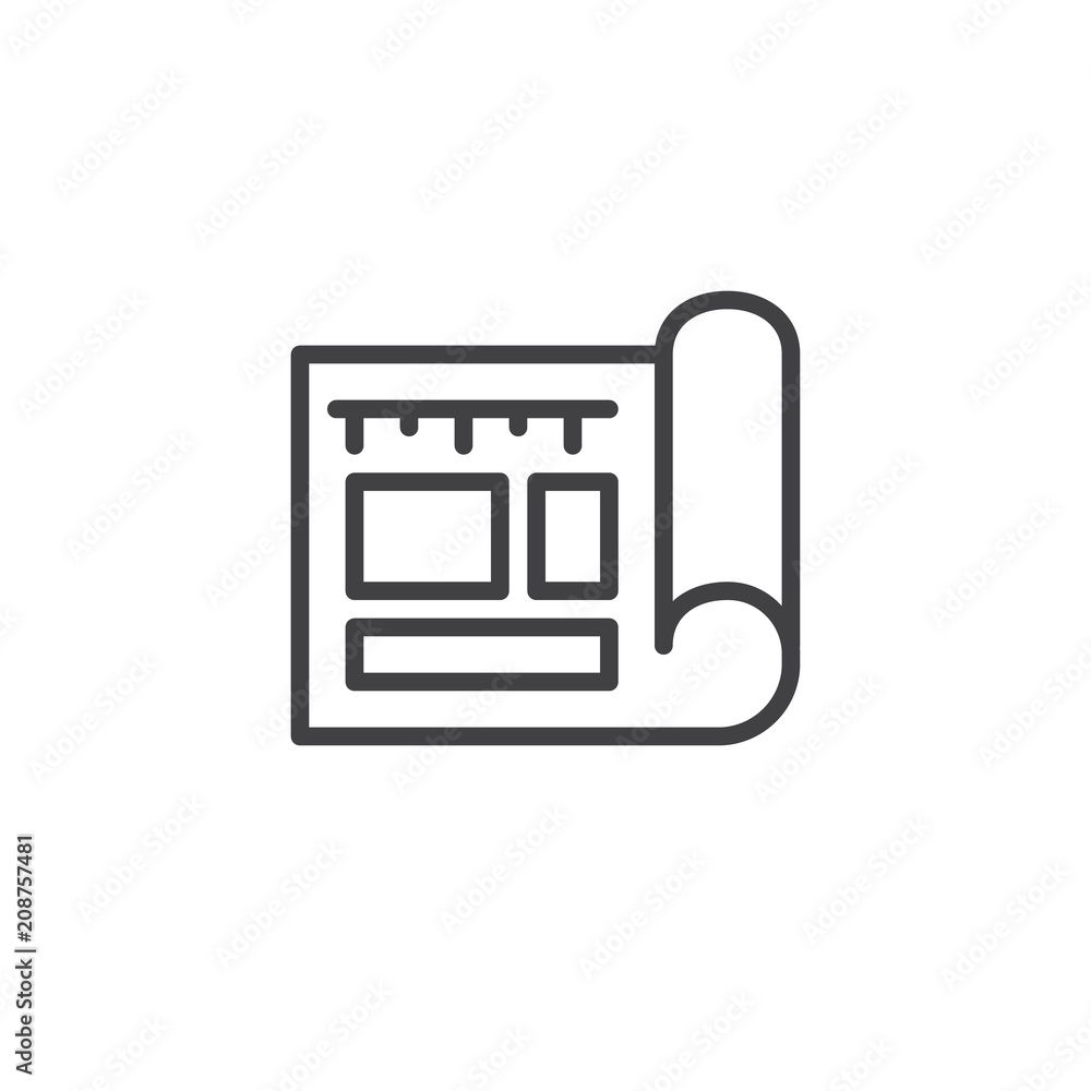 Poster house plan outline icon. linear style sign for mobile concept and web design. blueprint simple line 