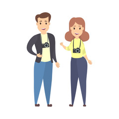 Isolated photographer couple.