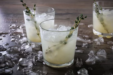 Zelfklevend Fotobehang Cocktail-Jin, lime juice and thyme © Maryna Voronova