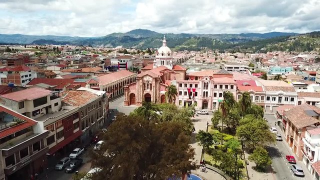 Drone flight over San Blas church Cuenca