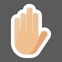 Obraz premium Vector Colorful hand sticker. Vector icon hand showing stop. Palm. Layers grouped for easy editing illustration. For your design.