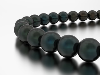 3D illustration close up black pearl necklace beads