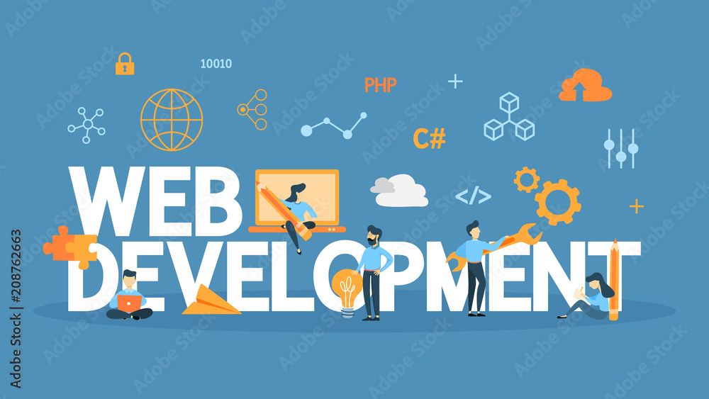 Poster web development concept.