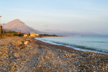 View of Campofelice di Roccella beach in northern Sicily