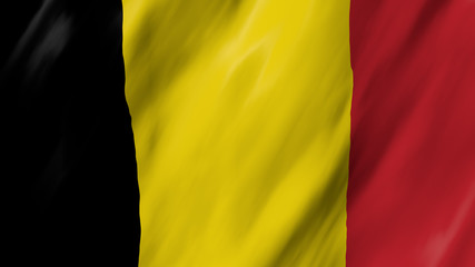 Fototapeta na wymiar The Belgian flag in 3d, waving in the wind, on close.