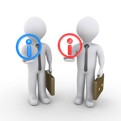 3d businessmen share information