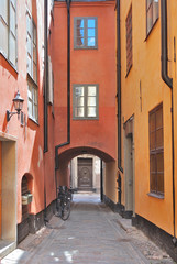 Fototapeta na wymiar Narrow street of Old Stockholm
