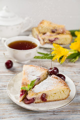 Cheesecake with cherries.