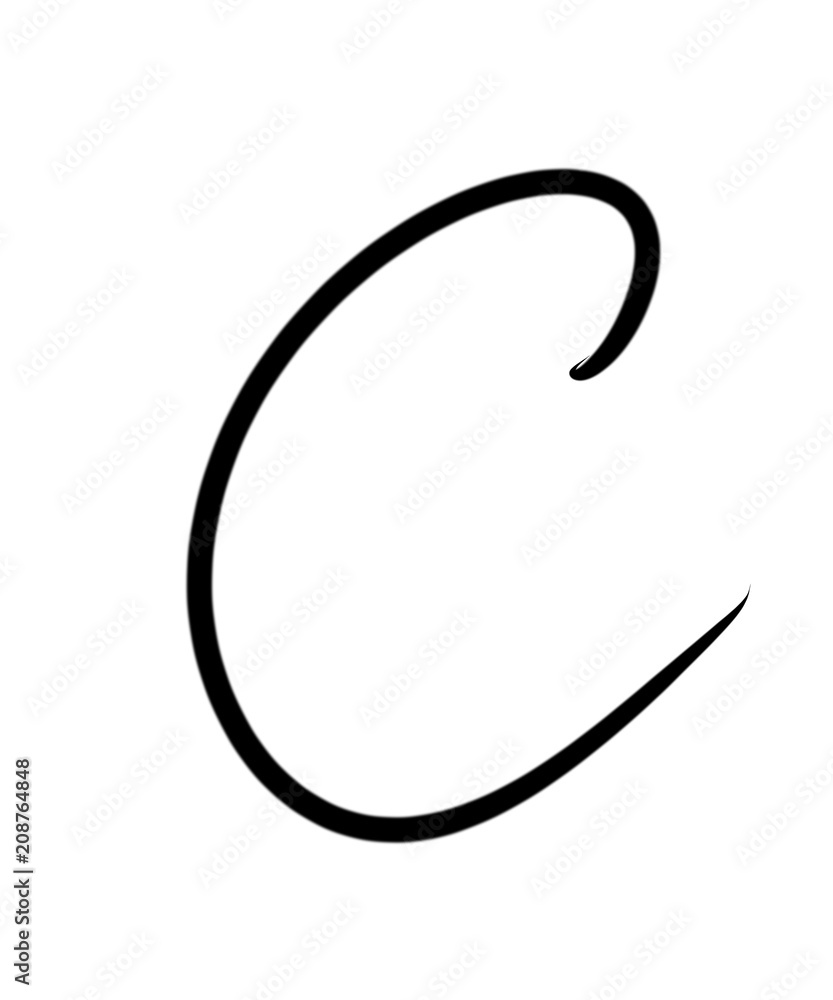 Fototapete expressive brush calligraphic handwritten script letters c