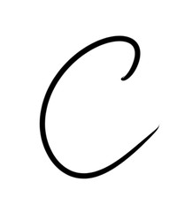 Expressive brush calligraphic handwritten script letters C