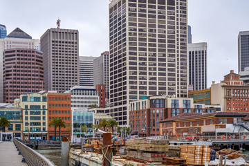 View of the city quarter from the pier, San Francisco, USA