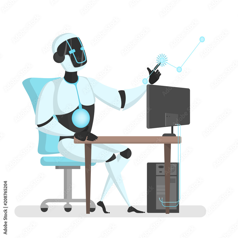 Poster isolated robot working.