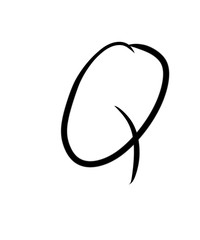 Expressive brush calligraphic handwritten script letters Q