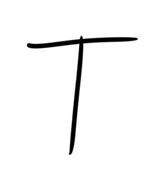 Expressive brush calligraphic handwritten script letters T