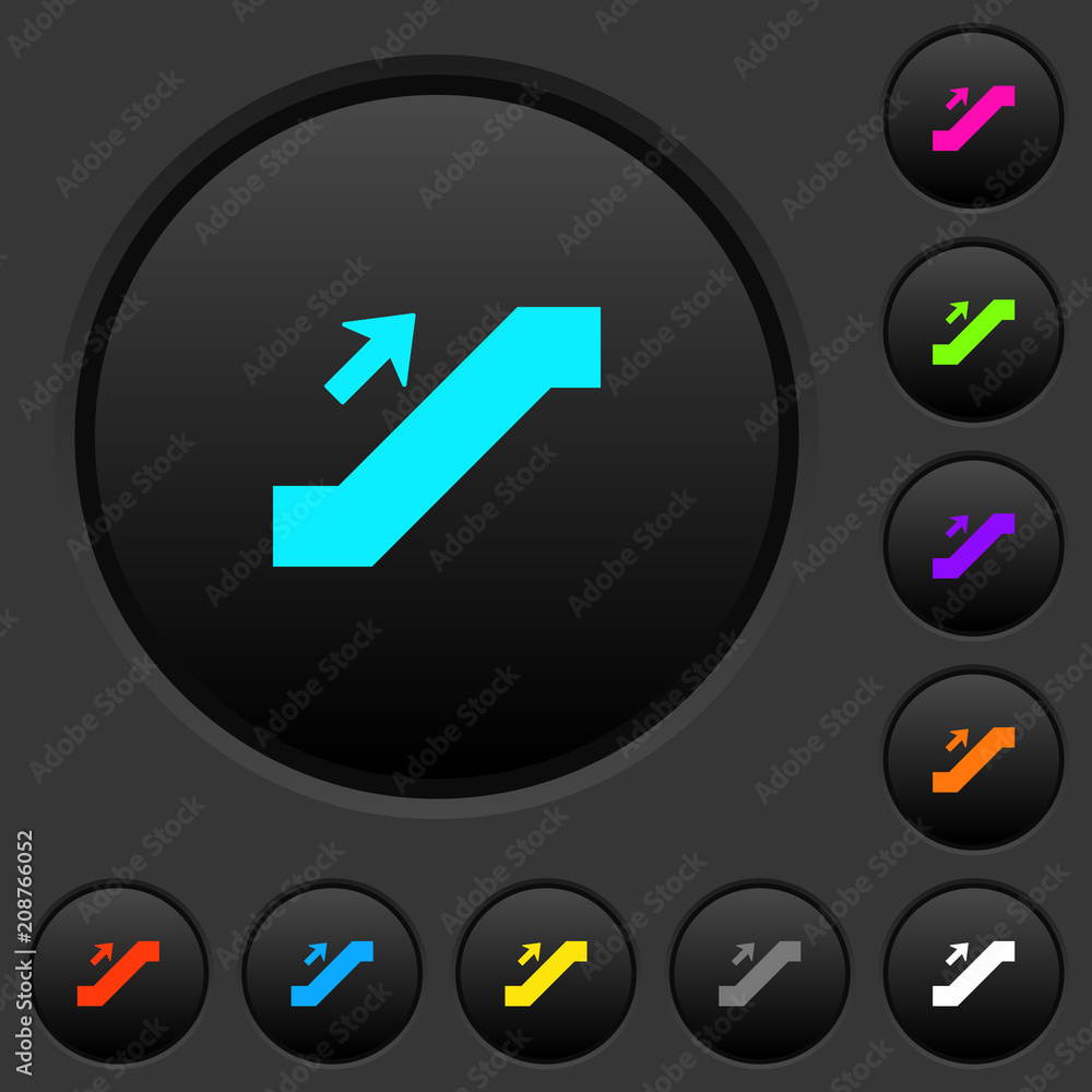 Poster escalator up sign dark push buttons with color icons