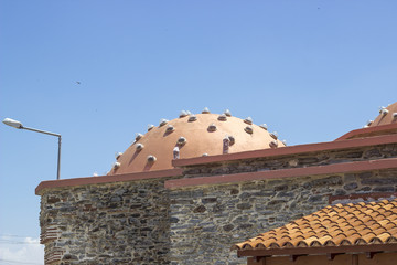 dome of masonry old hamam with skylights in turkey