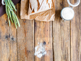 Brot und Mehl, Draufsicht, Textfreiraum