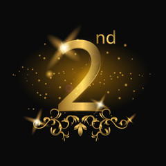2nd anniversary logo with gold color