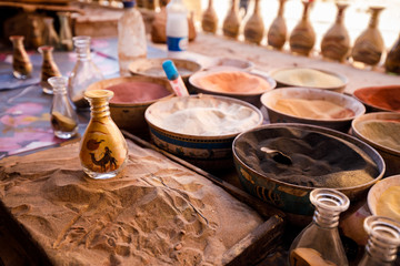 Sand Bottle craft made in Petra Jordan 