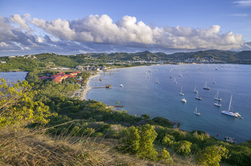 Yachts anchoring in famous Rodney Bay, Saint Lucia, West indies
