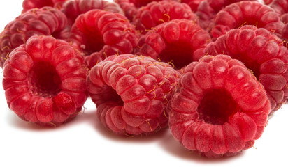 ripe raspberry close-up isolated