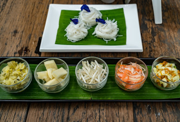 Fototapeta na wymiar Rice vermicelli on white plate