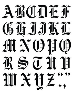 font  gothic alphabet vector  template