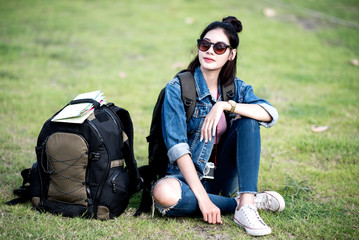 Asian girl traveling