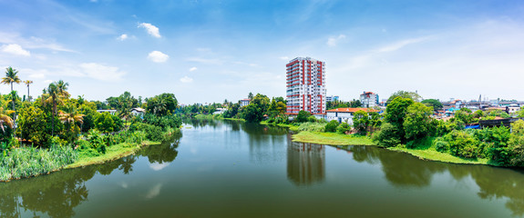 Panoramic river view and cityscapes of Kerala, India. - Powered by Adobe