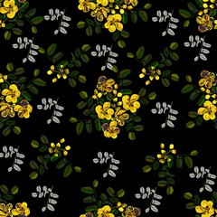 Seamless pattern cassia flower in abstract styles