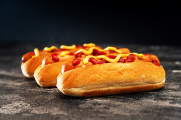Home made Grilled Hot Dog with cheese, ketchup
