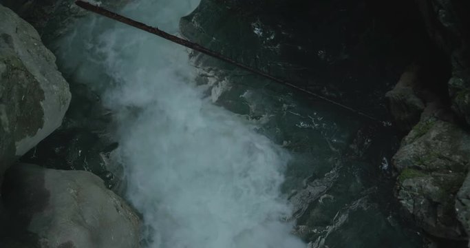 Stanghe Waterfall, a gorge deeply incised in the marble in the Italian Alps.
