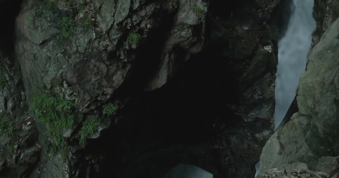 Stanghe Waterfall, a gorge deeply incised in the marble in the Italian Alps.
