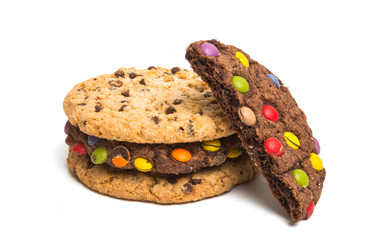 biscuits with chocolate drops isolated