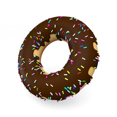 3drendering chocolate donut on white background