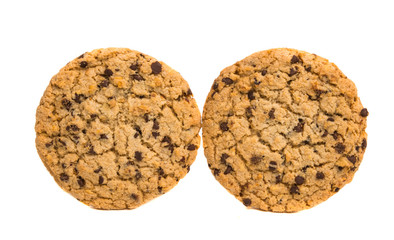 biscuits with chocolate drops isolated