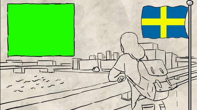 Sweden hand drawn tourism